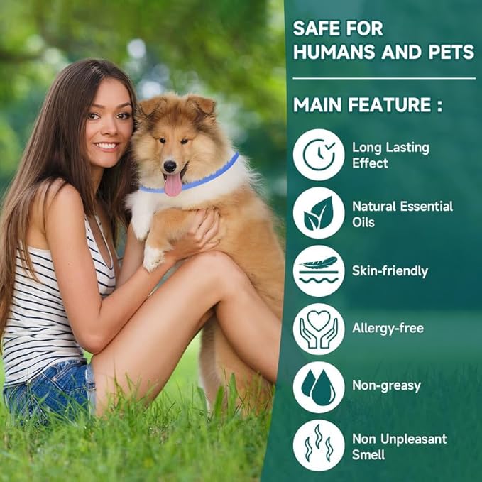 4 Pack Flea Collar for Dogs, Natural Flea and Tick Collar for Dogs, 8 Months Flea and Tick Prevention for Dogs, Tick Collar for Dogs, Water Resistant Dog Flea Collar, One Size Fits All, Blue