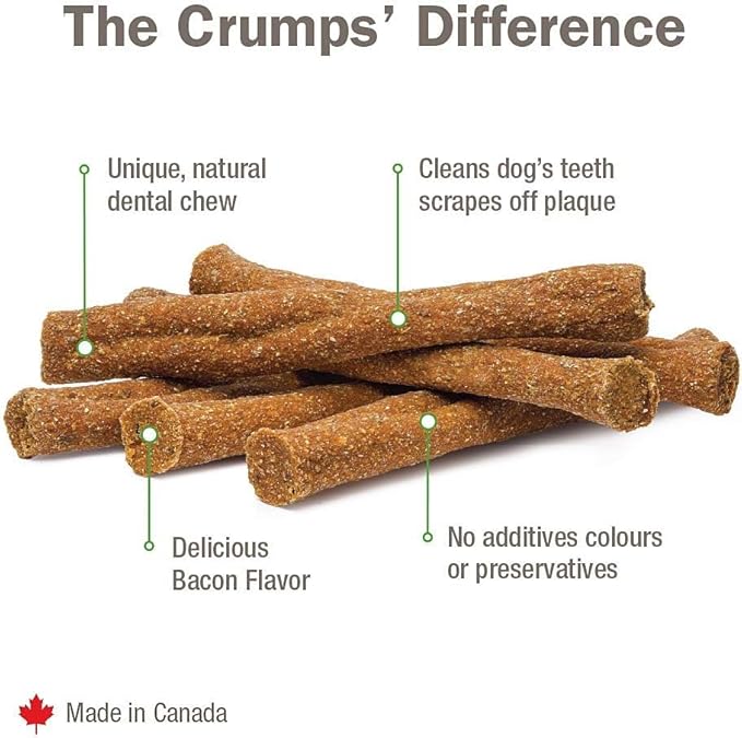 Crumps' Naturals Plaque Busters Dental Dog Sticks, 7 Inches, in 2 Flavor Variety Bundle: (1) Original and (1) Bacon (2 Bags Total, 10 Sticks/Bag, 9.5 Ounce Bags) Plus Shaynanigans Silicone Lid
