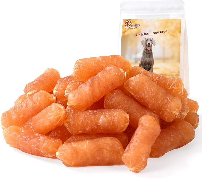 Dog Treats Chicken Sausage, Natural Chicken Jerky Training Treats for Dogs w/Glucosamine, Chondroitin, MSM and Taurine, Low Fat Soft Chewy Snacks 10.58oz