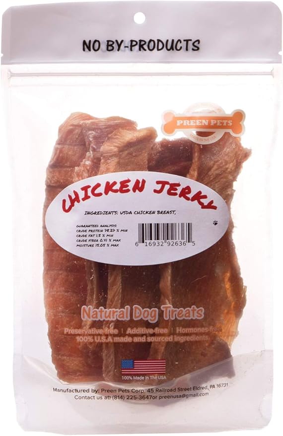 Preen Pets Chicken Breast Jerky Dog Treats - 100% USA Lean Chicken Breast (2 Pound)