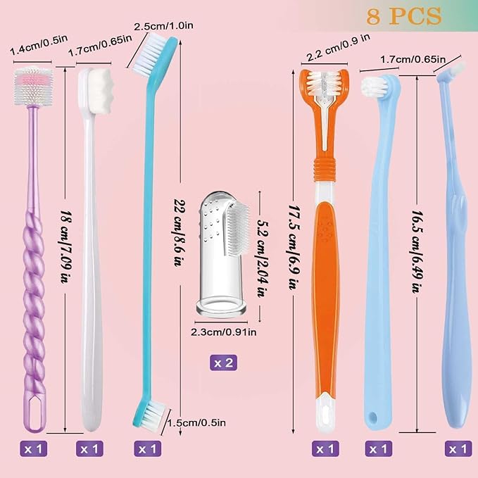 Dog Toothbrush Set,360º Finger Toothbrush for Pet Teeth Cleaning,Puppy Tooth Brushing Kit,Small Dog&Cat Tooth Brushes with Soft Bristles/Triple Head/Dual Side Toothbrush for Kitten Oral Dental Health