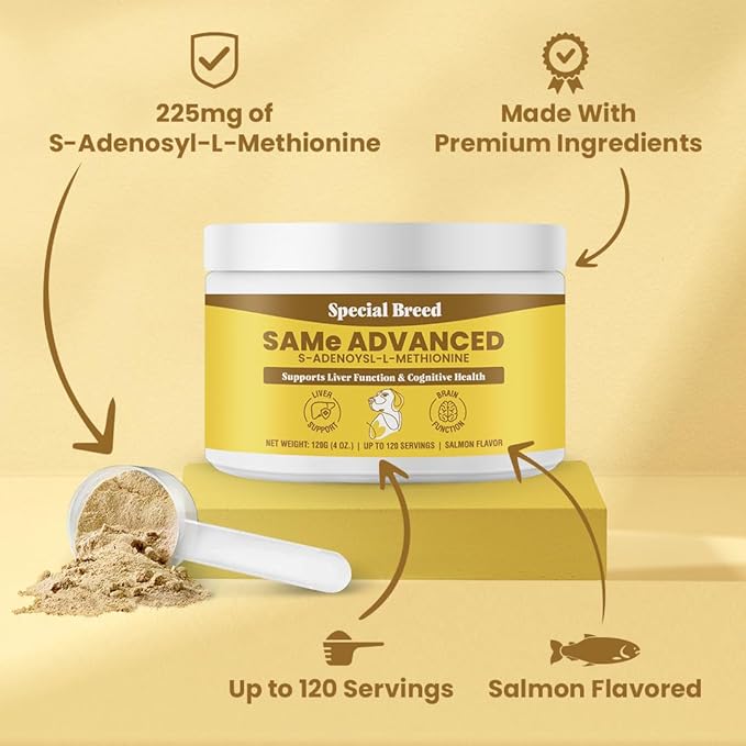 Same for Dogs - S-Adenosyl-L-Methionine, Same Advanced, Liver Support Supplement for Dogs, Brain and Cognitive Support, Sam e for Dogs (120 Grams, 2 Pack)