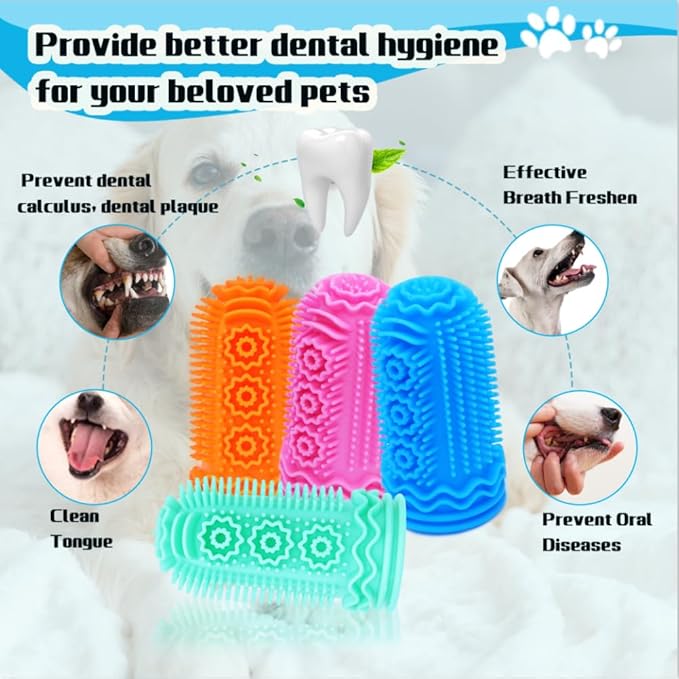 Dog Toothbrush,Dog Tooth Brushing Kit,Dog Finger Toothbrush for Dog Teet Cleaning Dental Cares,6 Pcs