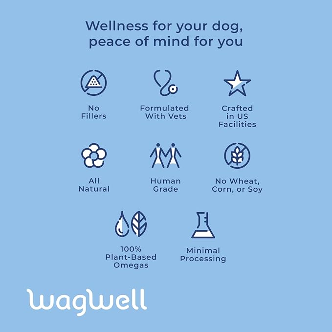 Ahiflower Omega Oil Dog Chews - Vet-Formulated Skin, Coat, Hip and Joint Chews for Dogs - Plant-Based Omega 3, 6 and 9 Supplement - Natural Chicken-Flavored Dog Omega Oil Bites, 60 Soft Chews