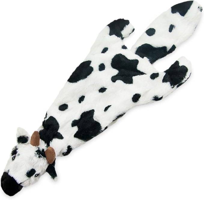 Best Pet Supplies Stuffing Free Squeaky Dog Toys for Small Dogs, Medium Dogs, and Large Dogs, Durable, Best Dog Chew Toy for Teething Puppy, Indoor Play, Holds Plastic Bottle - Cow, Large