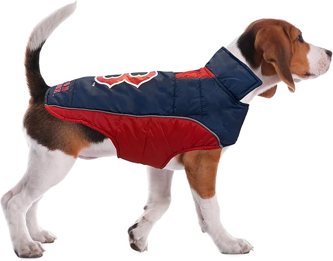 MLB Boston Red Sox Puffer Vest for Dogs & Cats, Size Medium. Warm, Cozy, and Waterproof Dog Coat, for Small and Large Dogs/Cats. Best MLB Licensed PET Warming Sports Jacket