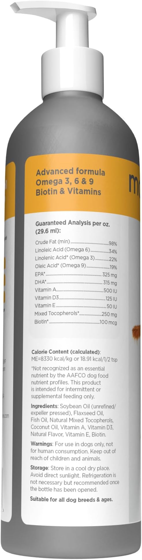 maxxiomega Oil for Dogs - Tasty Omega Supplement for Healthy Skin and Shiny Coat – Easy to Use Pump – Liquid 10 oz