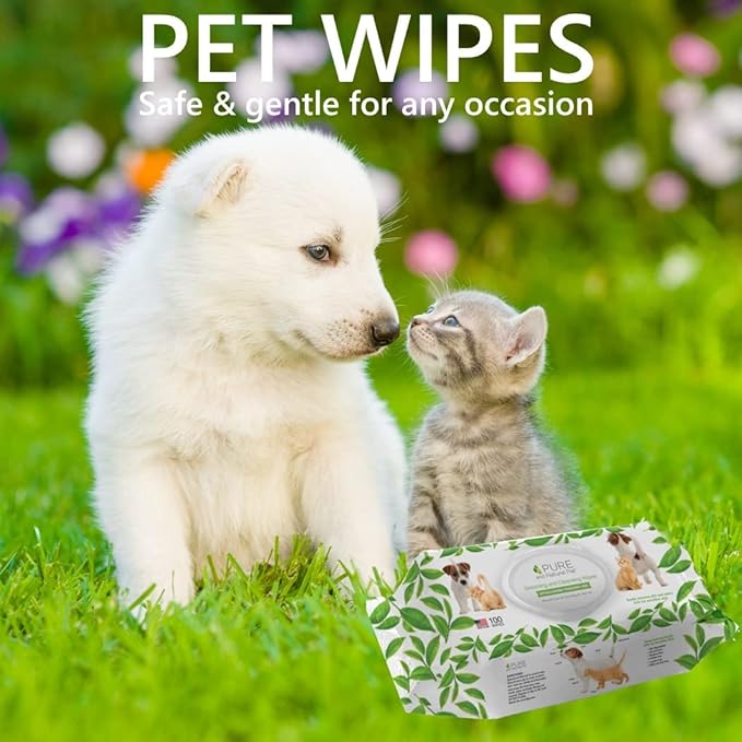 Pure and Natural Pet Grooming and Cleansing Wipes for All Pets (Unscented) 100 ct.