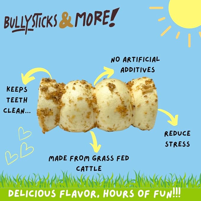 BULLYSTICKS & MORE 5-6" Beef Cheek Rolls for Dogs (Bully Bites Dusted - 3 Count) - Beef Cheek Bones for Dogs - Dog Parents Choice - Premium No Hide Rolls