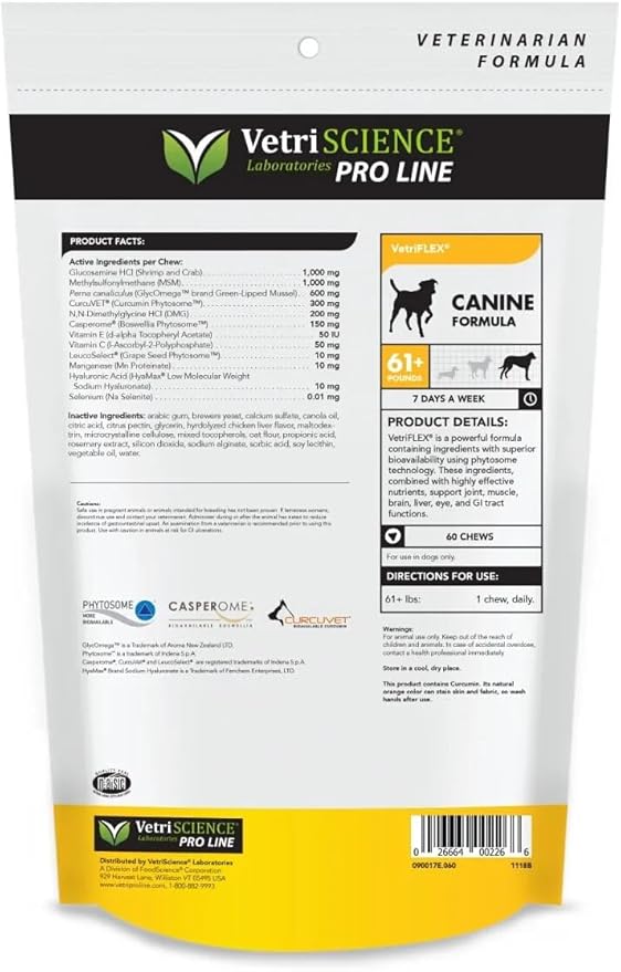 VETRISCIENCE Pro VetriFlex Joint Supplement for Large Dogs, 60 Chews