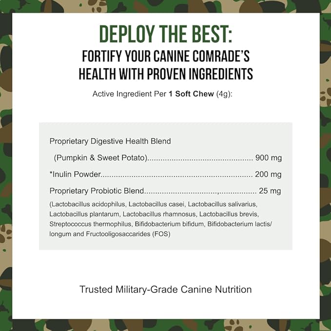 Operation Good Boy - SRE: Digestion Supplement/Probiotic for Pets - 90 Count Soft Chews - 12.7oz - Made Natural Ingredients - Veteran Owned