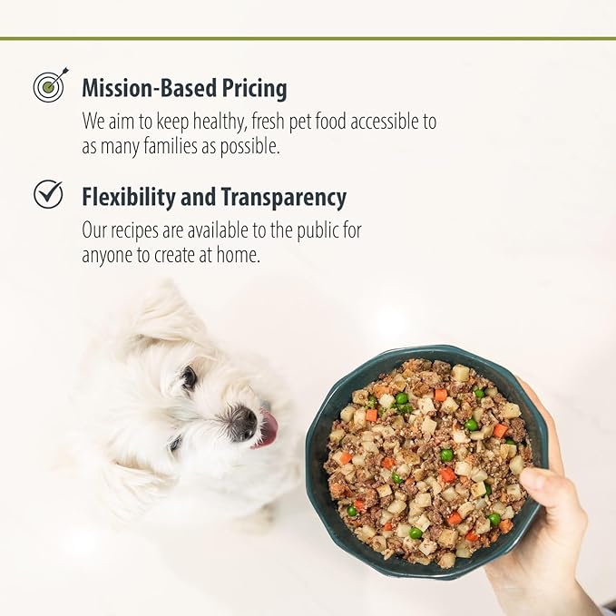 JustFoodForDogs Frozen Fresh Dog Food, Complete Meal or Dog Food Topper, Chicken & White Rice Human Grade Dog Food Recipe, 72 oz (Pack of 7)