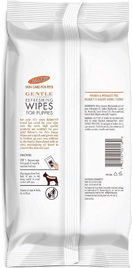 Palmer's for Pets Cocoa Butter Refreshing Dog Wipes, 100 Ct | Cocoa Butter Wipes for Dogs | Paraben & Phthalate Free Dog Grooming Wipes for Dogs, Palmers Dog Bath Wipes