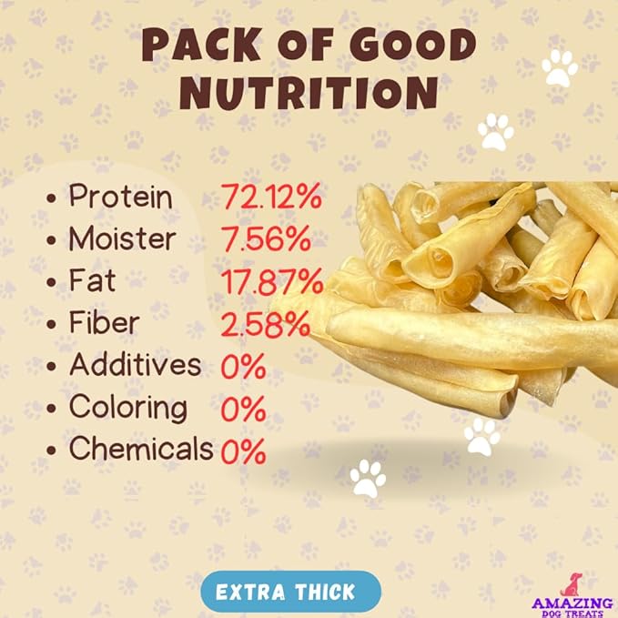 Amazing Dog Treats - Large Collagen Stick - (6 Inch - 100 Count) - Collagen Beef Cheek Rolls for Dogs - 100% Pure Collagen Sticks for Dogs - No Hide Bones for Dogs