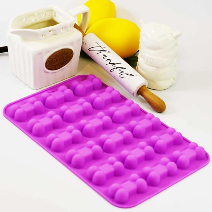 (4-Pack) Dog Paw & Bone Pink Chocolate Melt Making Silicone Mold - Treat Fondant, Hard Candy, (Oven Safe, Dishwasher Safe) Food-Grade, BPA-Free