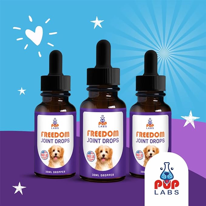 Freedom Joint Drops - Dog Joint Support Supplement Eases Stiffness and Aids Flexibility and Strength - for All Ages, Sizes, and Breeds, 30 ml Dropper