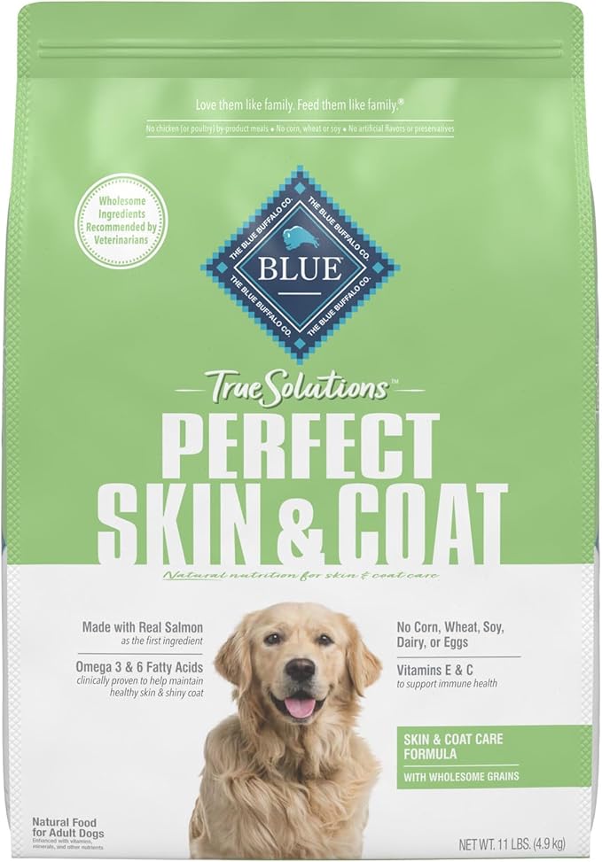 Blue Buffalo True Solutions Perfect Skin & Coat Natural Adult Dry Dog Food, Salmon, 11-lb