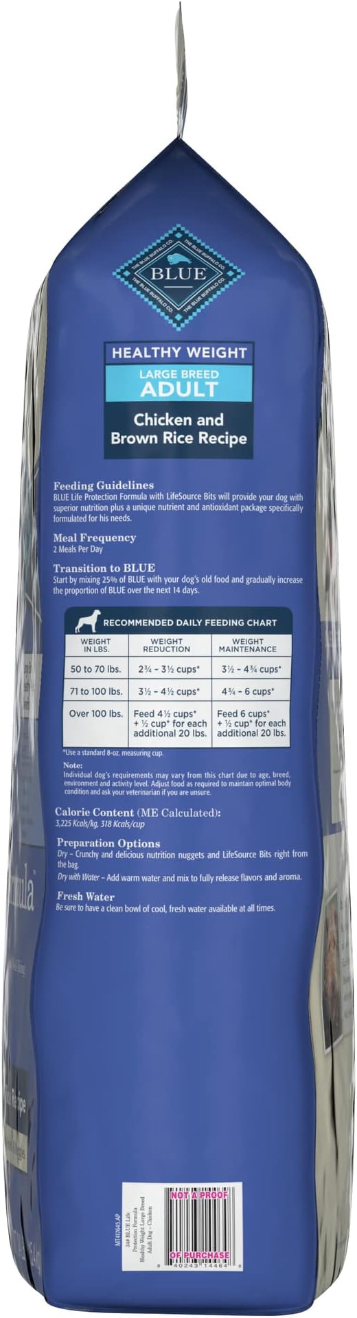 Blue Buffalo Life Protection Formula Natural Adult Large Breed Healthy Weight Dry Dog Food, Chicken and Brown Rice 34-lb