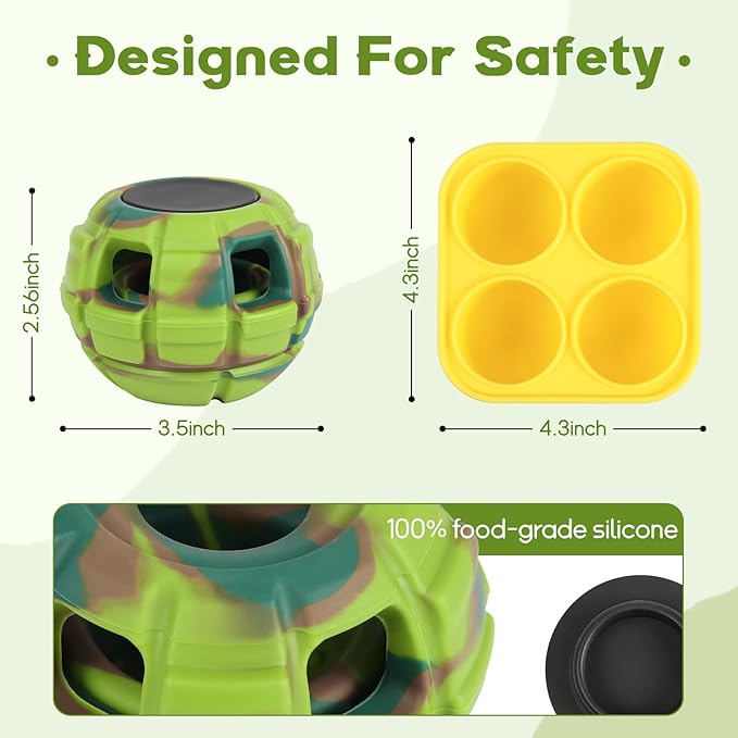 Interactive Dog Toys for Boredom, DIY Frozen Treats Filling Dog Lick Ball, Food Dispensing Rubber Dog Toys for Small Dogs to Keep Busy- Reusable//Green