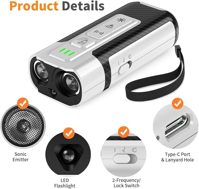 UltraSonic Dog Deterrent,Dog Ball Thrower,Machine Stop, Barking Dogs, pet Stop, cat Deterrent,indoordog bark,Control Dog, Pee Training, Large Dog Accessories, Anti Barking Devices, Silver