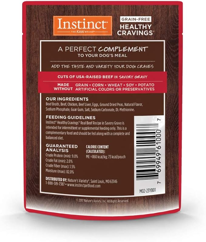 Instinct Healthy Cravings Grain Free Real Beef Recipe Natural Wet Dog Food Topper, 3 Oz (Pack of 24)