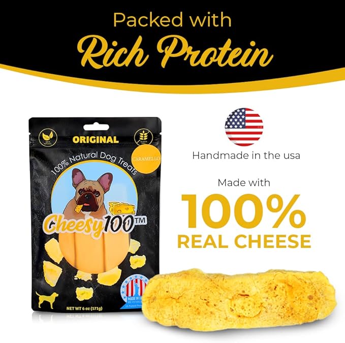 Cheese Dog Chews|US-Crafted for Puppies & Dogs |Natural Alternative to Himalayan Dog Chews & Yak Chews| Salt & Rawhide-Free(3X Caramelo Sticks)
