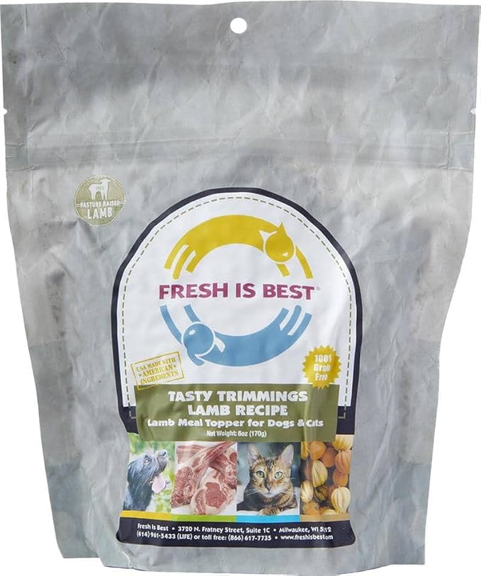 Fresh Is Best - Tasty Trimmings Freeze Dried Raw Meal Topper for Dogs & Cats - Lamb, 6 Ounces