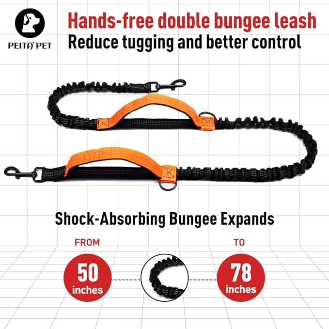 Hands Free Dog Leash Waist Leash for Dog Walking Bungee Leash Dog Running Belt for Small & Medium Dogs, 10-50 lbs Fanny Pack for Walker Hiking Jogging…