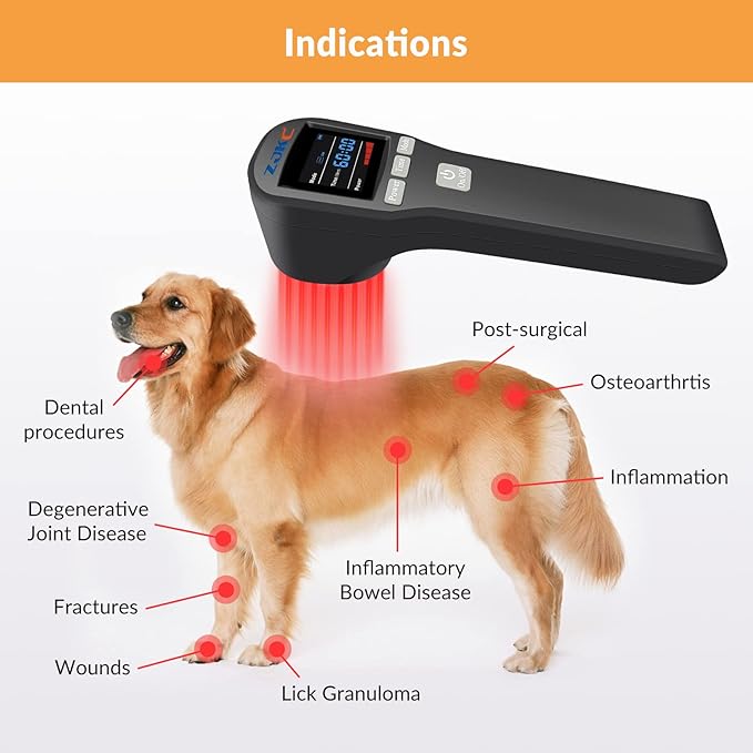 Cold Laser Therapy Device for Muscle & Joint, 4x808nm+16x650nm, Pain Relief, Accelerate Healing, Home Light Therapy for Dogs, Cats, Horses and Animals(Black)