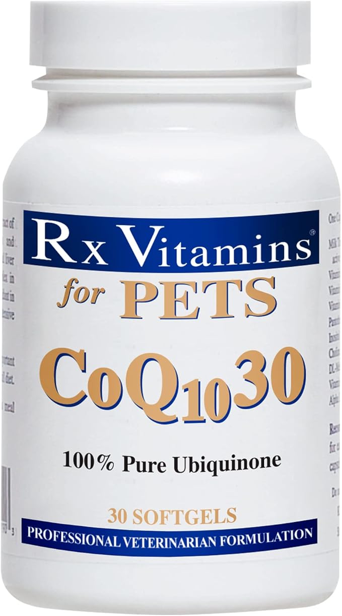 Rx Vitamins for Pets COQ10-30 for Dogs & Cats - Pharmaceutical Grade Ubiquinone - Professional Veterinary Formula - 30 Softgels