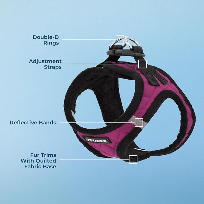 Voyager Step-In Plush Dog Harness – Soft Plush, Step In Vest Harness for Small and Medium Dogs by Best Pet Supplies - 1Fuchsia Corduroy, XL (Chest: 20.5 - 23")