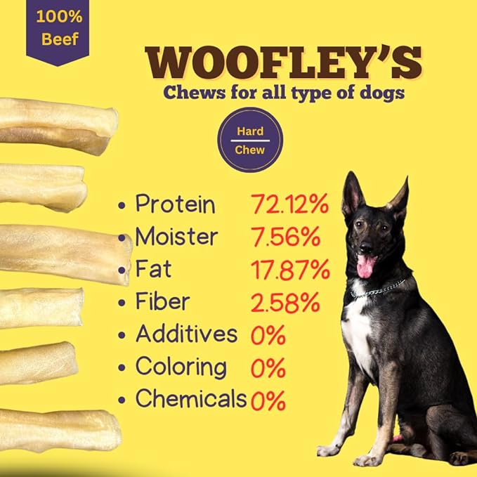 Woofley's 6 Inch Pure Collagen Sticks for Dogs (5 Count) - Collagen Chews for Dogs - Bully Stick Rawhide Alternative Dog Chews No Hide Bones for Medium & Large Dogs