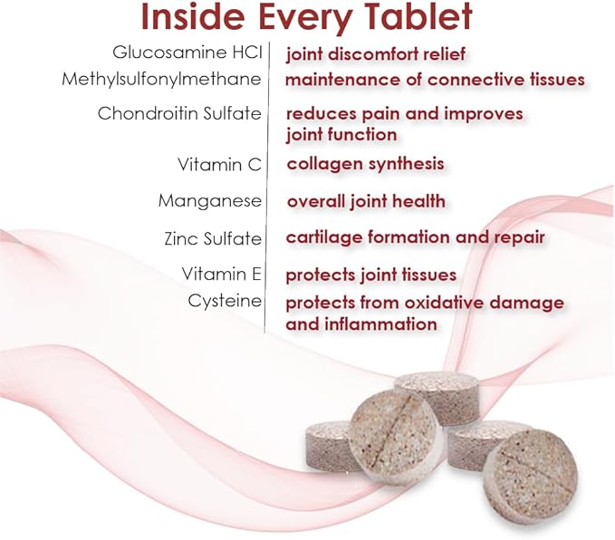 Double Strength Chewable Tablets for Dogs, Glucosamine, Chondroitin, Vitamins & Antioxidants, Hip & Joint Pain Relief & Support Supplement - Veterinarian Formulated, Made in USA, 120 Tablets