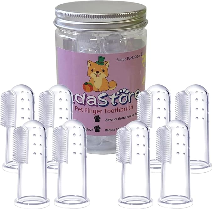 8 Units Pack Pet Finger Toothbrush for Dogs & Cats, Extra Soft Silicone Bristles Professional Dog Toothbrush & Cat Toothbrush, Easy Teeth Cleaning for Dog Dental Hygiene
