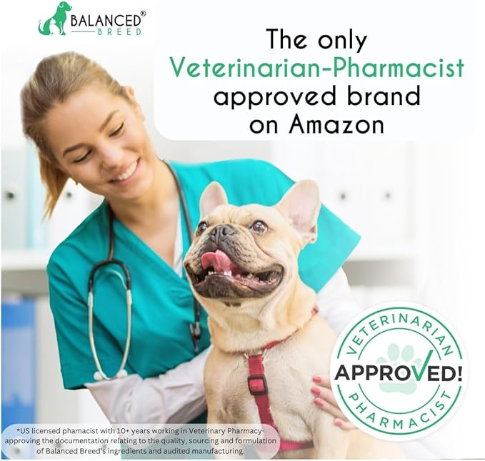 Balanced Breed Dog Probiotics Digestive Health Odor Control Made In USA Non-GMO Vet-Pharmacist Approved Dog Probiotic Chews Anti-diarrhea Dog Gut Health Pet Probiotics Dogs Itchy Skin Yeast Supplement