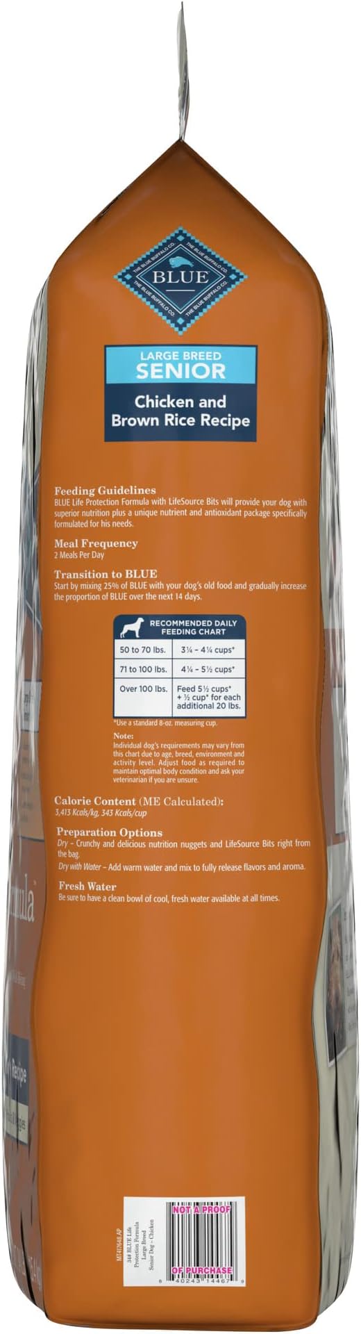 Blue Buffalo Life Protection Formula Natural Senior Large Breed Dry Dog Food, Chicken and Brown Rice 34-lb