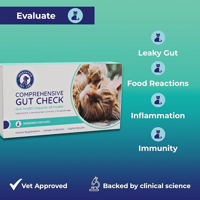 Cat Gut Health Test Kit - Comprehensive At-Home Digestive Evaluation for Cats - Fast Digital Results, Expert Panel Insights