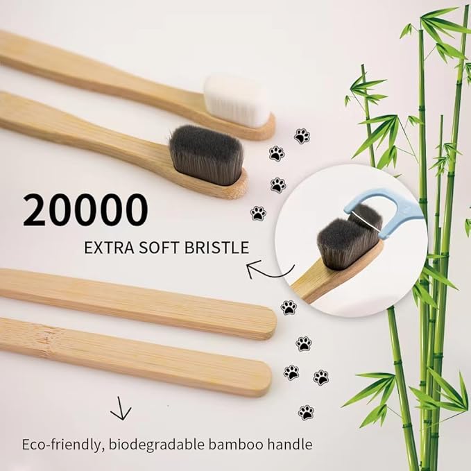 Dog Toothbrush, Micro Nano Ultra Soft Bristle Dog Toothbrush for Sensitive Gum Dog, Dog Teeth Cleaning, Dog Bamboo Toothbrush, for Medium & Large Dog, Fresh Breath (4)