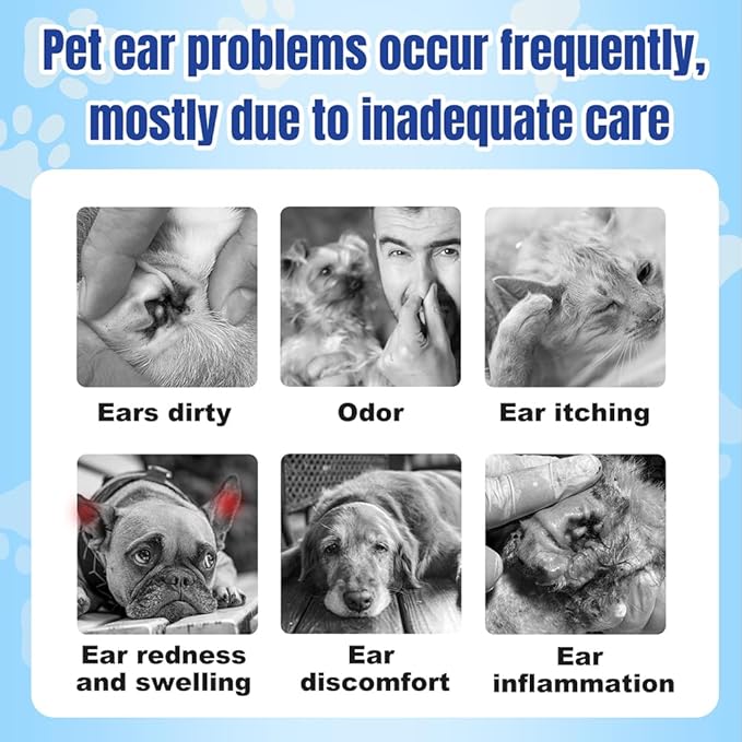 Dog Ear Wipes, 2 Packs 260 Counts Unscented to Stop Ear Itching & Soothes & Deodorizes, FUYOAL Ear Wipes Cleaner for Dogs Cats Pet Puppy Large Small Breed, Dog Ear Treatment Cleaning Wipes