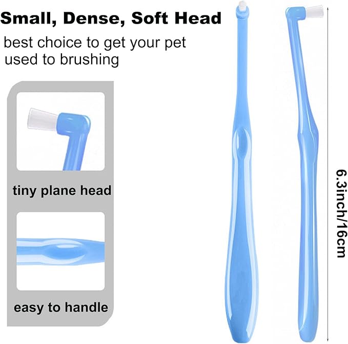 3 Pack Cat Toothbrush with Mini Soft Head, Small Dog Teeth Deep Clean Dense Brush, Pet Safe and Effective Oral Care, Cat Tooth Brush Away Bad Breath(Pink, Blue)