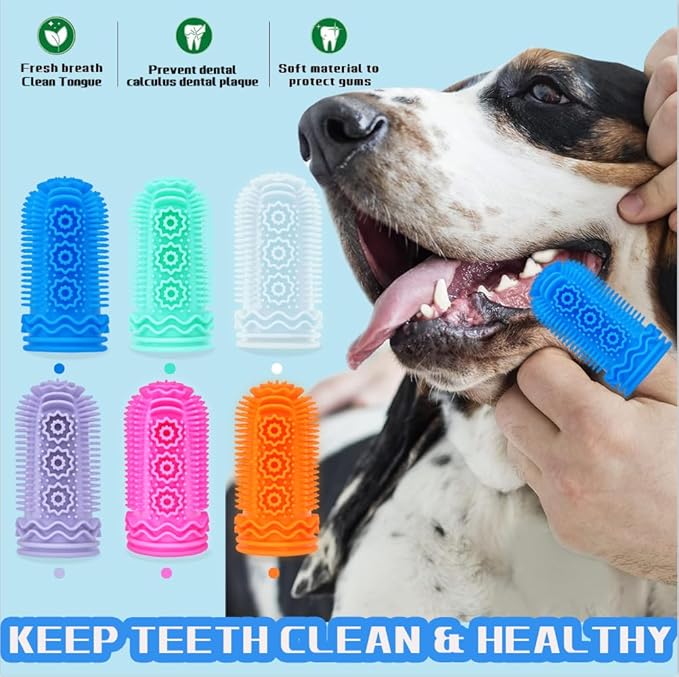 Dog Toothbrush,Dog Tooth Brushing Kit,Dog Finger Toothbrush for Dog Teet Cleaning Dental Cares,6 Pcs
