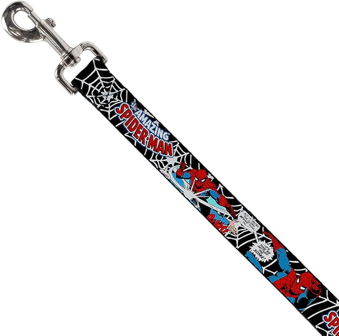 Buckle-Down Dog Leash Spider Man in Action2 Amazing Spider Man Available in Different Lengths and Widths for Small Medium Large Dogs and Cats, Multicolor, 6 Feet Long - 1.5" Wide (DL-6FT-WSPD031-W)