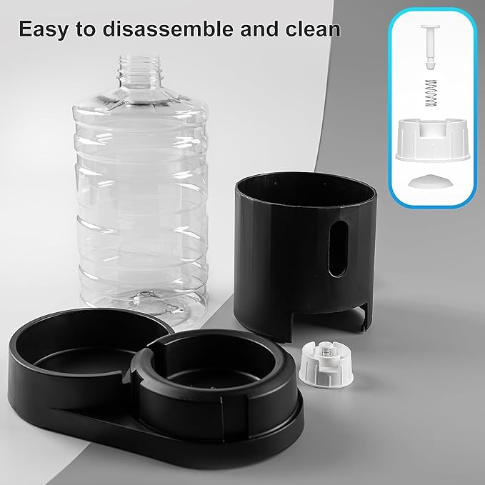 CZPET 4L Dog Water Dispenser, Cat Water Dispenser, Automatic Gravity Cat Water Bowl, Visible Window, Safe and Unplugged for Pet Cat Dog (Black, 4L)