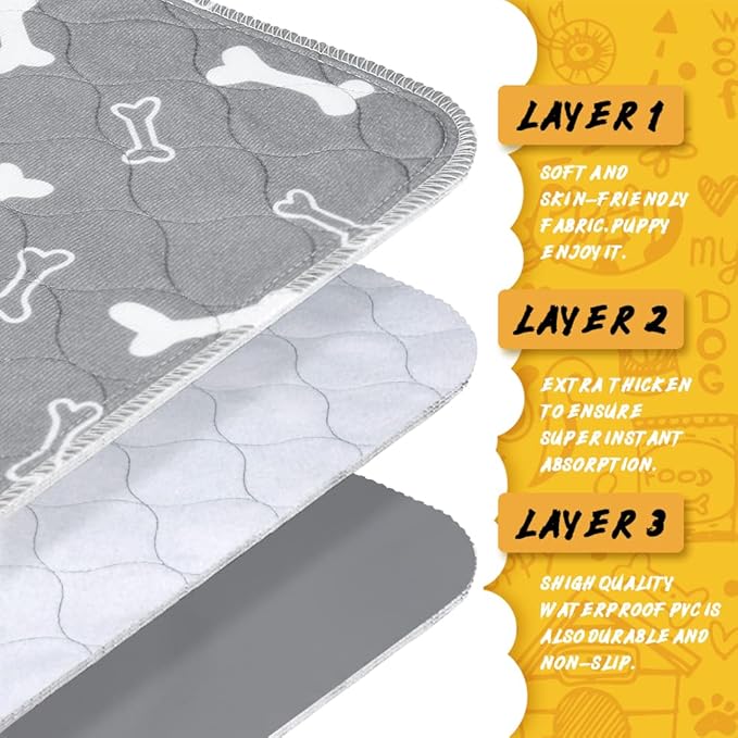 2pack Washable Pee Pads for Dogs, 41×36 Inch Reusable Dog Pads, Non Slip Puppy Pads with Urine Absorption, Reusable Puppy Pads for Whelping, Potty, Training, Playpen