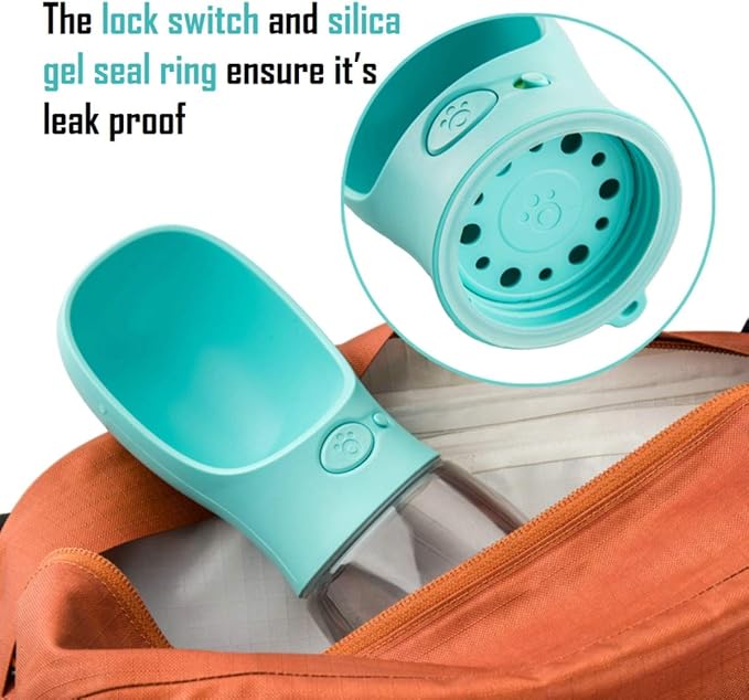 Dog Water Bottle, Leak Proof Portable Pet Water Bottles for Dogs, Puppy Water Dispenser with Drinking Feeder for Travel (Mint Green 19oz)