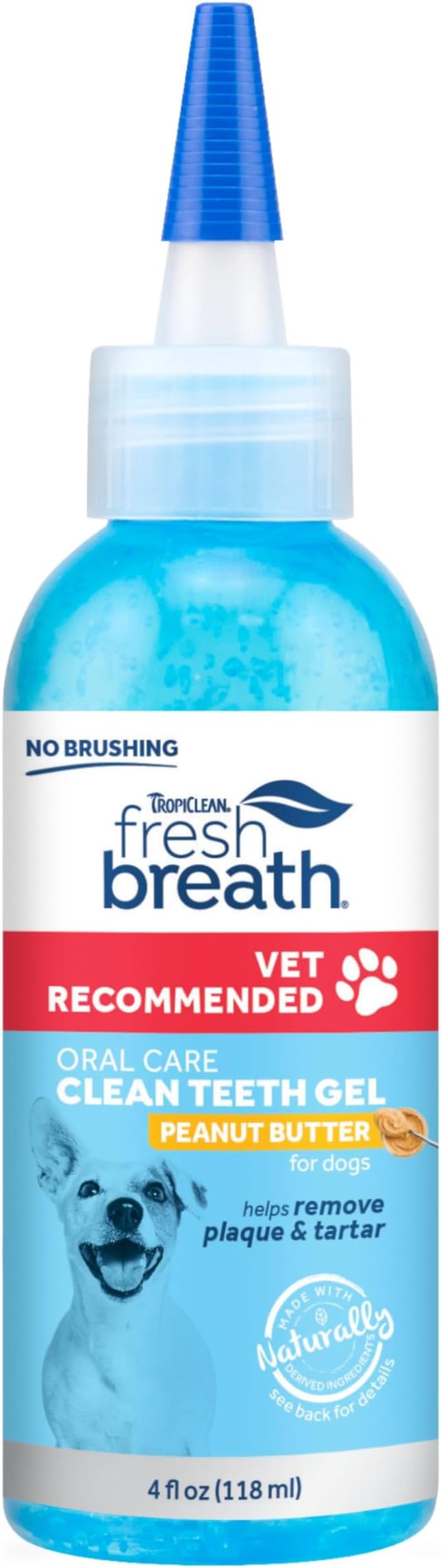 Fresh Breath Certified Wellness Collection Vet Recommended Peanut Butter Oral Care Clean Teeth Gel for Dogs, 4oz - Removes Plaque & Tartar - Cleans Teeth - Dog Dental Care - No Brushing Required