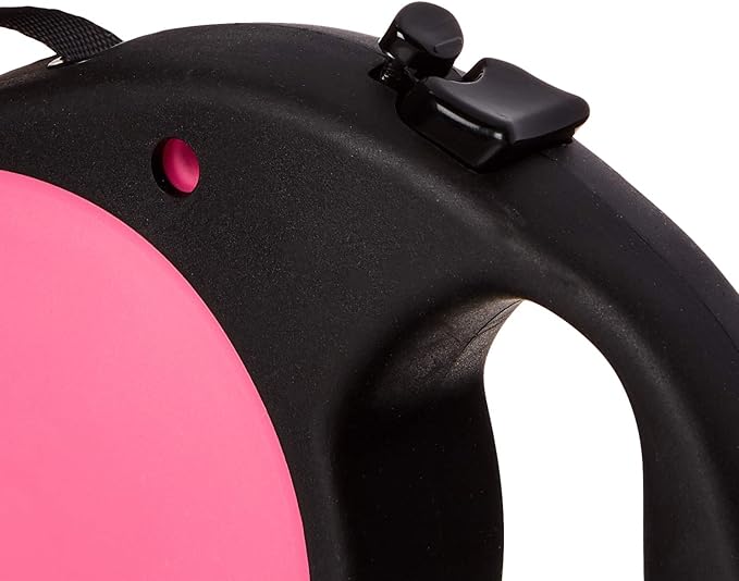 doggo Everyday Retractable Dog Leash, 13' Long Belt, Small for Dogs Up to 45 lbs, Pink with Black Soft Grip Handle
