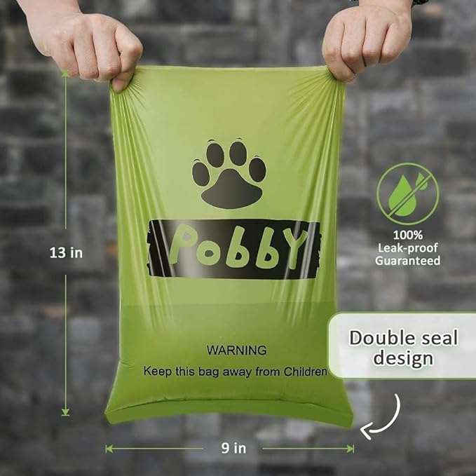 Dog Poop Bags Rolls, Poop Bags for Dogs, Dog Poop Bag Holder for Leash, 150 Count with 1 Pack Dispenser, Dog Bags for Poop, Unscented 10 Refill Rolls, 9" X 13" Thick Dog Waste Bags by PobbY