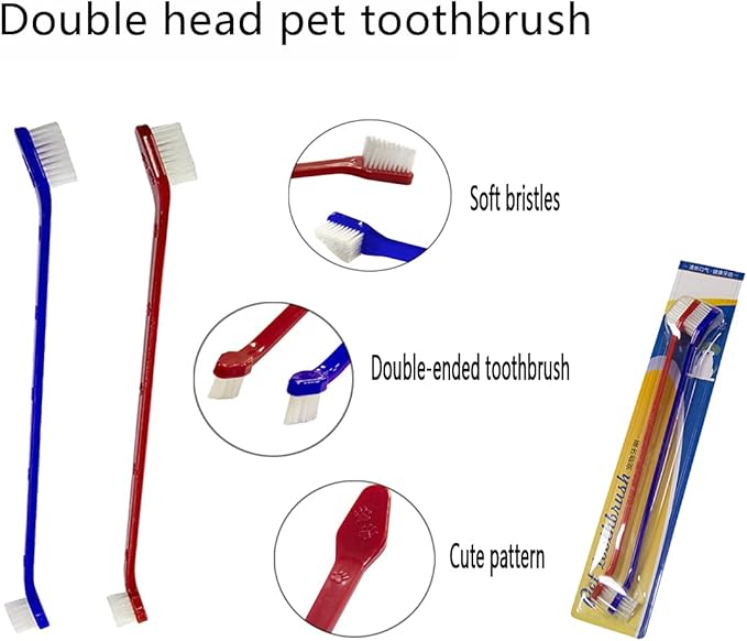 Pet DogToothbrush Kit,Cat Finger Toothbrush,Dog Double Headed Toothbrush for Dental Care,Halitosis and Tartar Removal for Dog and Puppy(11 PCS)