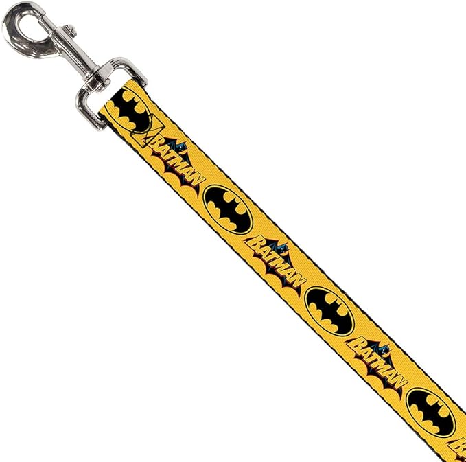 Dog Leash Vintage Batman Logo Bat Signal 3 Yellow 6 Feet Long 1.5 Inch Wide